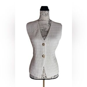 Zara Vest Womens M Beige Textured Knit Crochet Gold Button Size Large